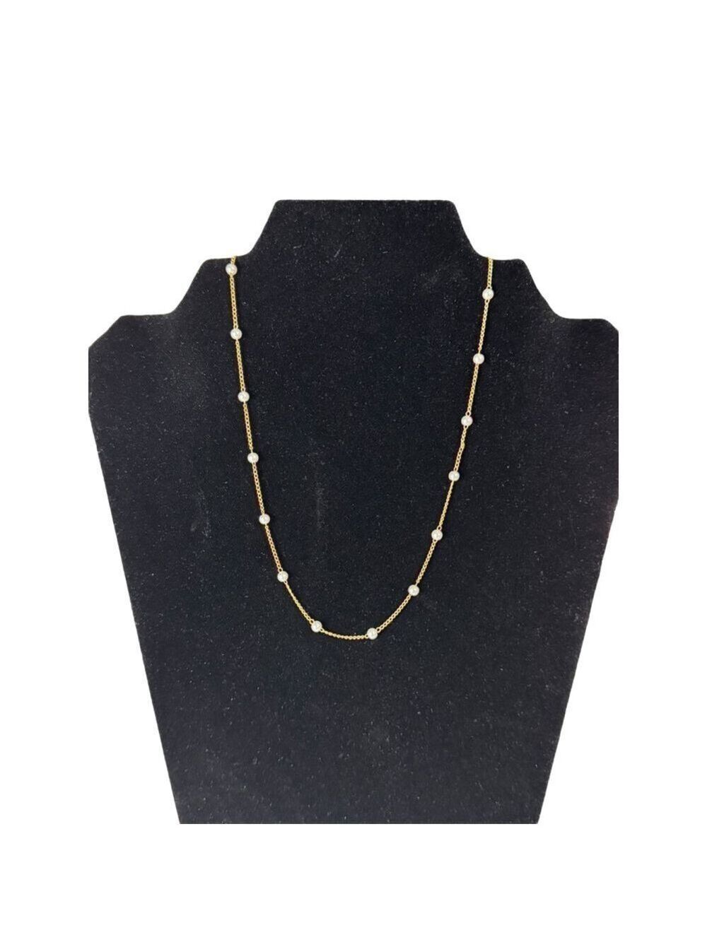 EVRY Gold Tone & White Pearl Station Necklace One Size